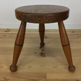 Tabouret tripode chêne massif art déco