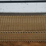 low metal and rattan shelf from the 50s