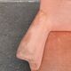 Fauteuil crapaud en velours rose saumon 1950