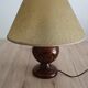Vintage table lamp in turned wood and fabric lampshade