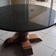 Round table in green Vosges granite and solid wood – Ø 140 cm