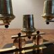 Art Deco candle holder in wood and brass