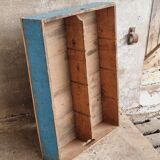 Tiroir caisse en bois bleu ciel avec jaune