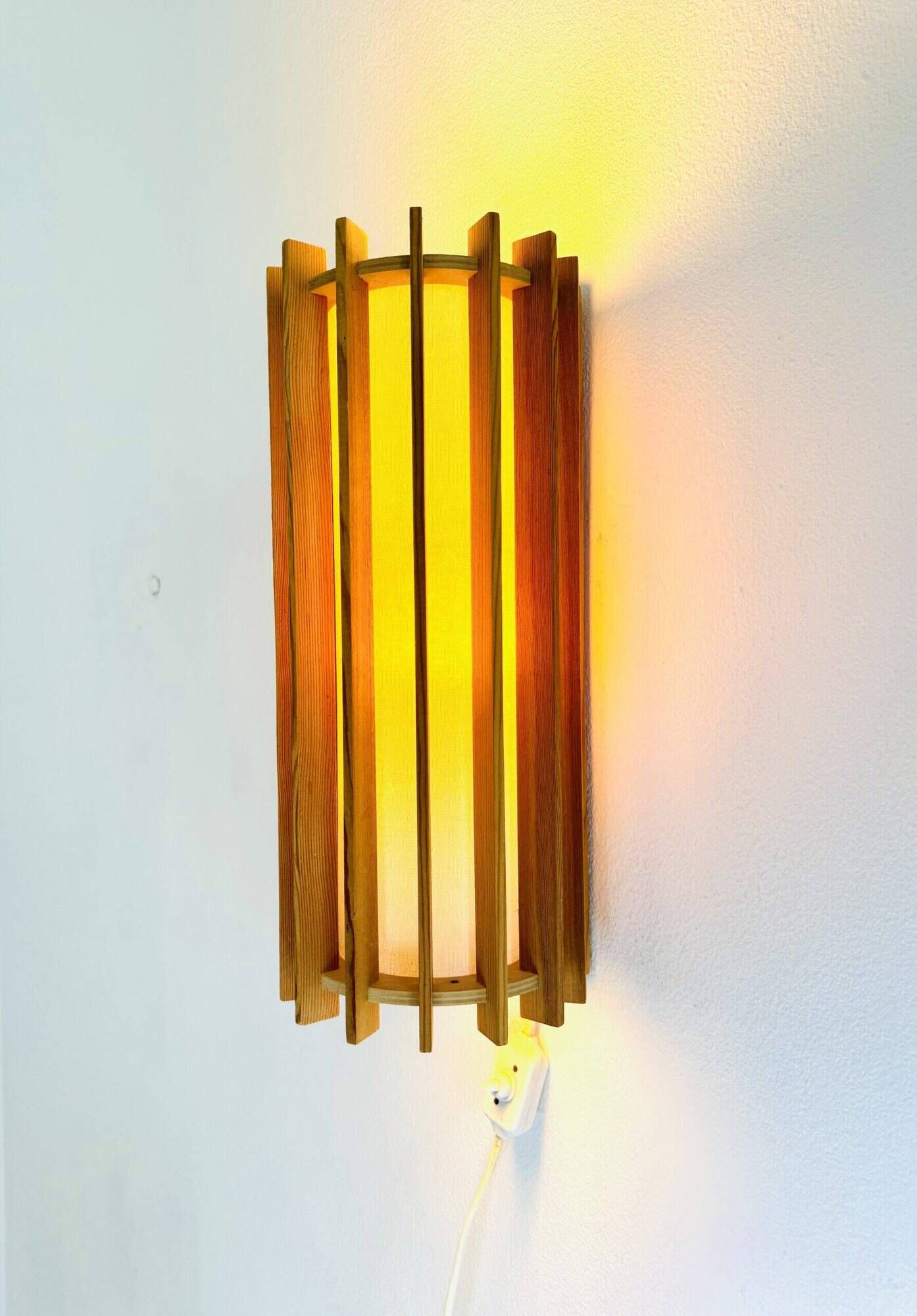 Tema Model Cylindrical Wall Lamp In Pine By Ib Fabiansen For Fog & Mørup, Denmark 1960S
