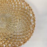 Applique murale plafonnier verre doré ambre pointes de diamant vintage