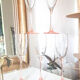 Lot of 5 cristal pink champagne flutes from arques-durand
