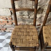 Pair of turned wood and braided rope chairs, 1950s-60s