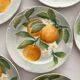 6 orange barbotine dessert plates from Saint Clément earthenware.