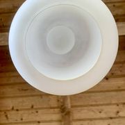 Scandinavian Pendant Lamp in Teak and Opaline, Circa 60´s