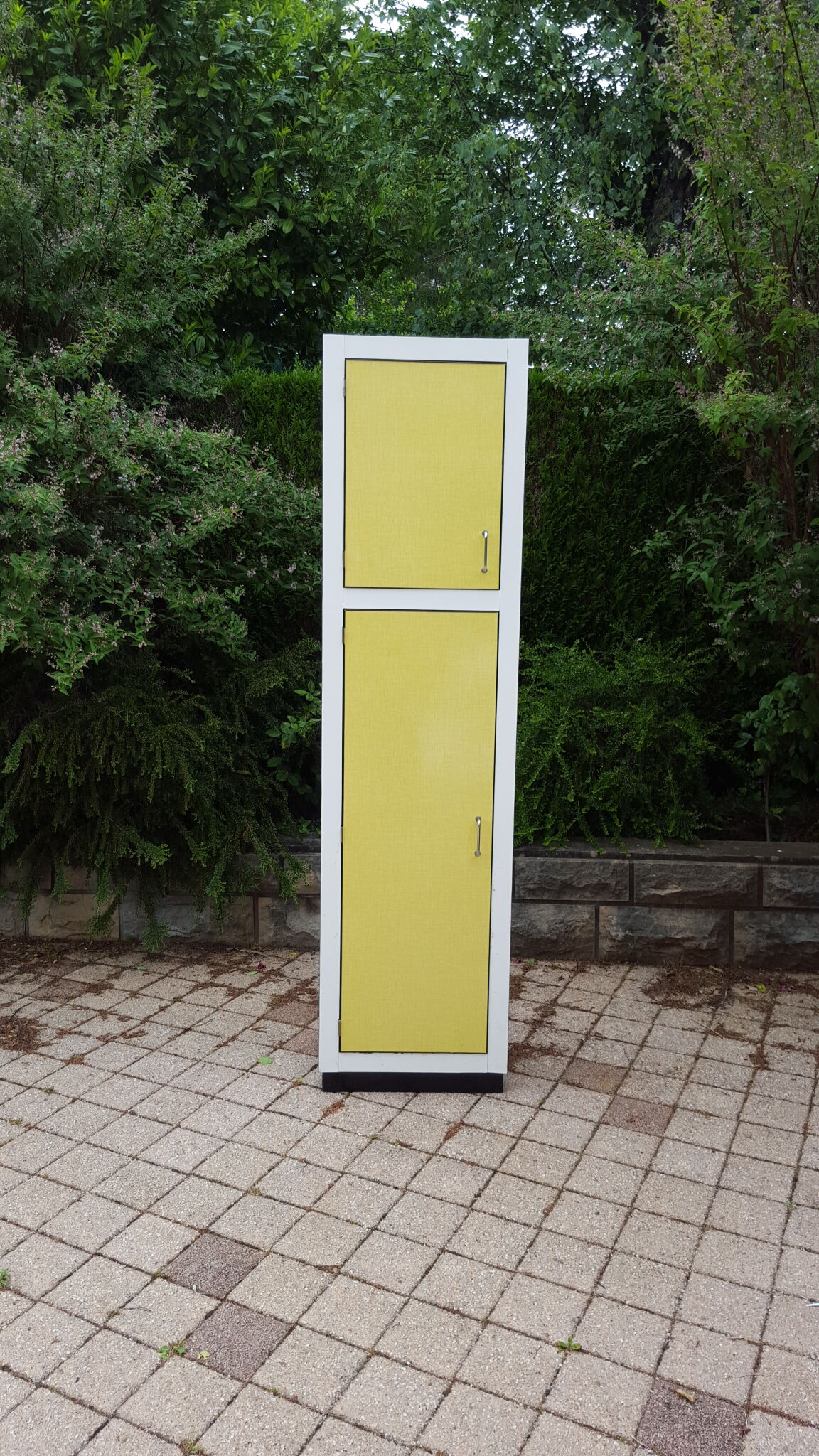 Vintage storage cabinet formica yellow