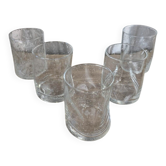 5 gobelets verre bulle gravé BIOT Forme libre pincée (H 10 cm)