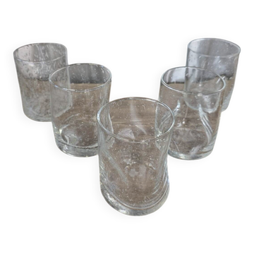 5 engraved bubble glass cups BIOT Free-form pinched (H 10 cm)