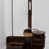 1930s art deco toilet cabinet with mirror in walnut, czechoslovakia
