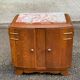 Art Deco bedside table in solid oak and marble from the 1930s.