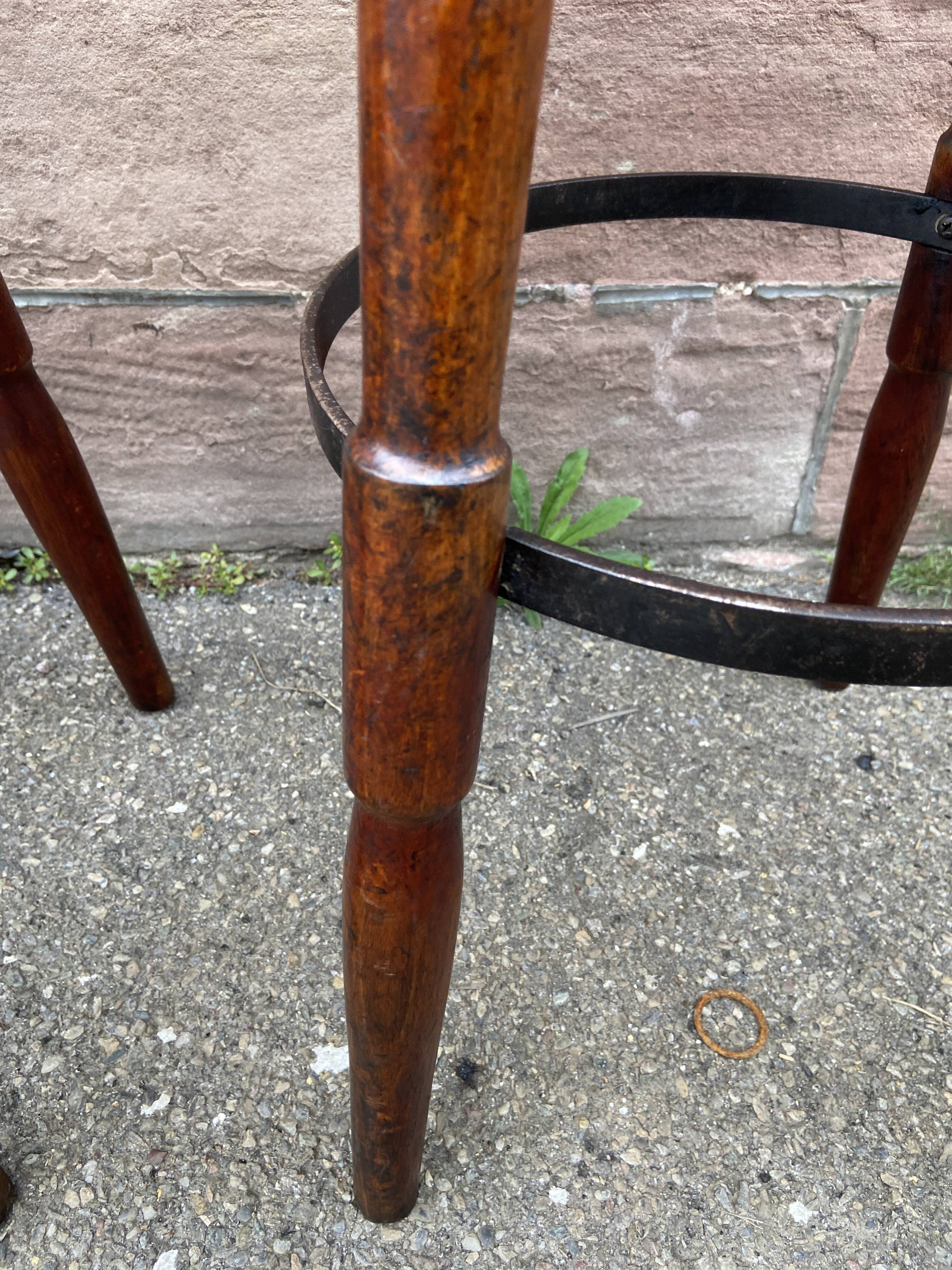 Set of 4 bar stools restaurant pub tavern bentwood art deco 1950-1960