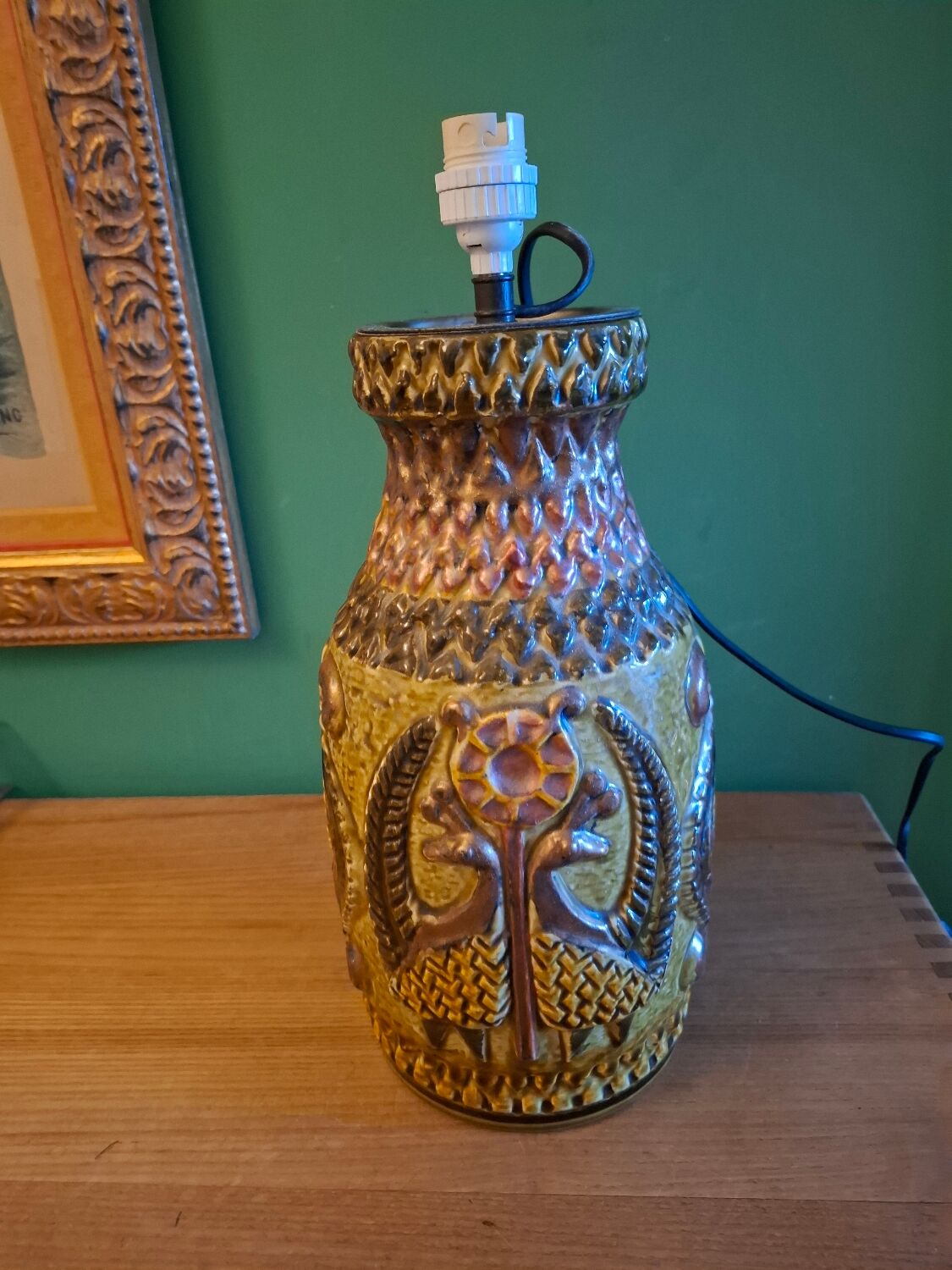 60'S keramik lamp, peacock decor