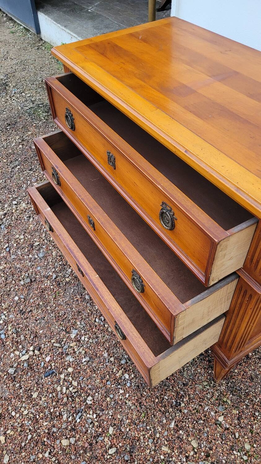 Louis xvi style chest of drawers in cherry wood 3 drawers