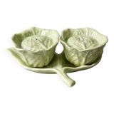Salière et poivrière en barbotine, forme chou