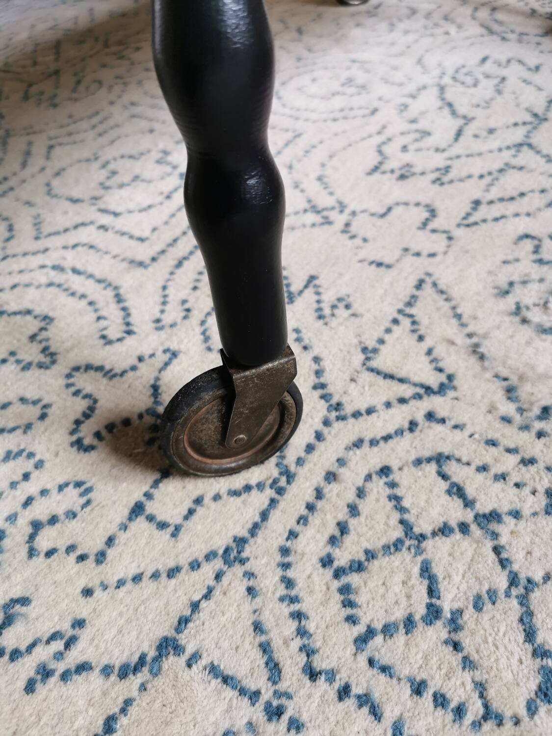 Vintage black rolling serving cart