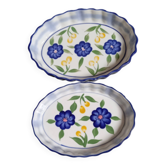 Set of 2 old Movitex porcelain pie dishes