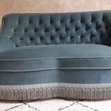 Blue velvet toad sofa