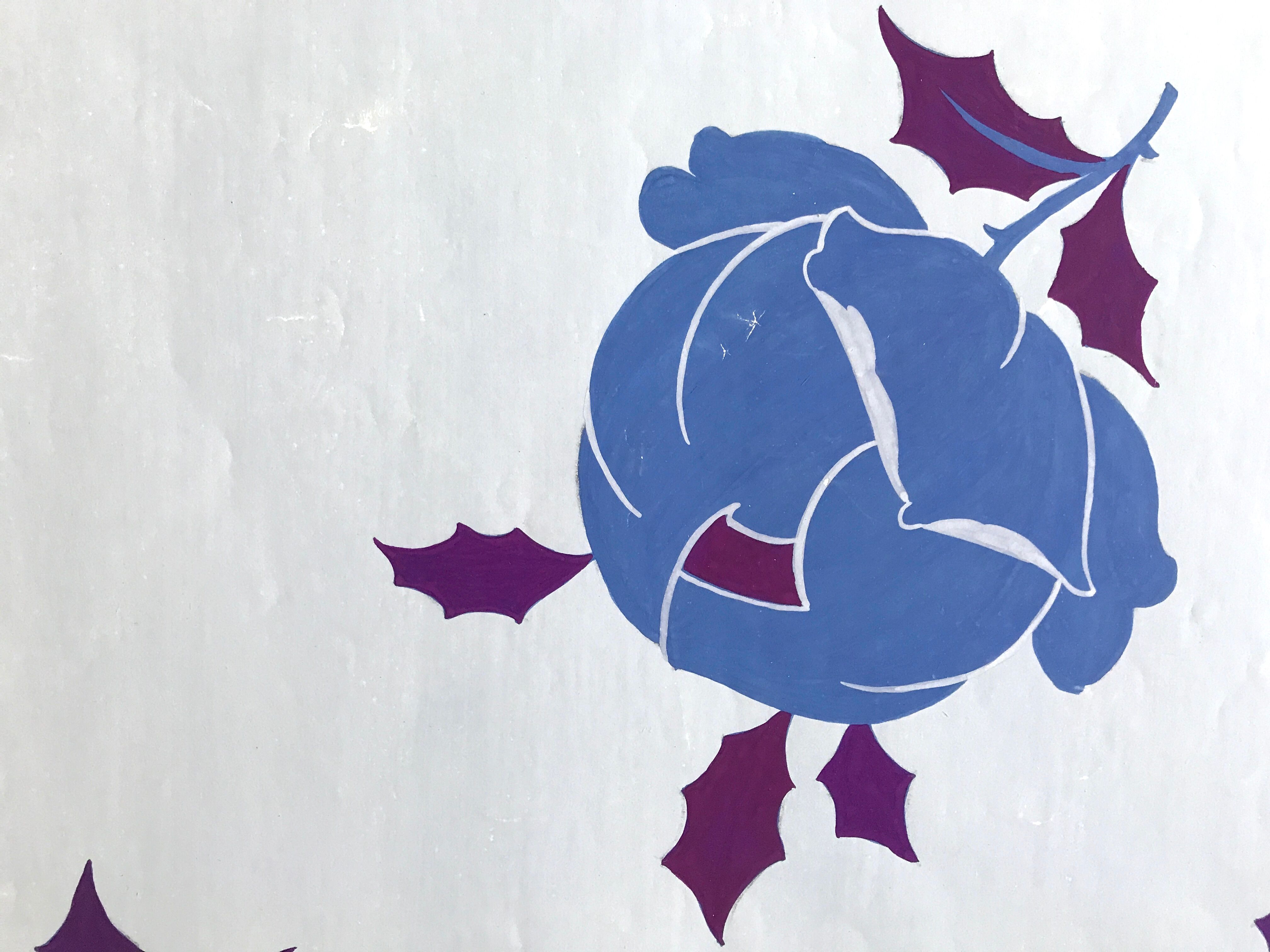 Original gouache on paper from Editions JEHLEM, floral decoration (roses), twentieth century, Paris