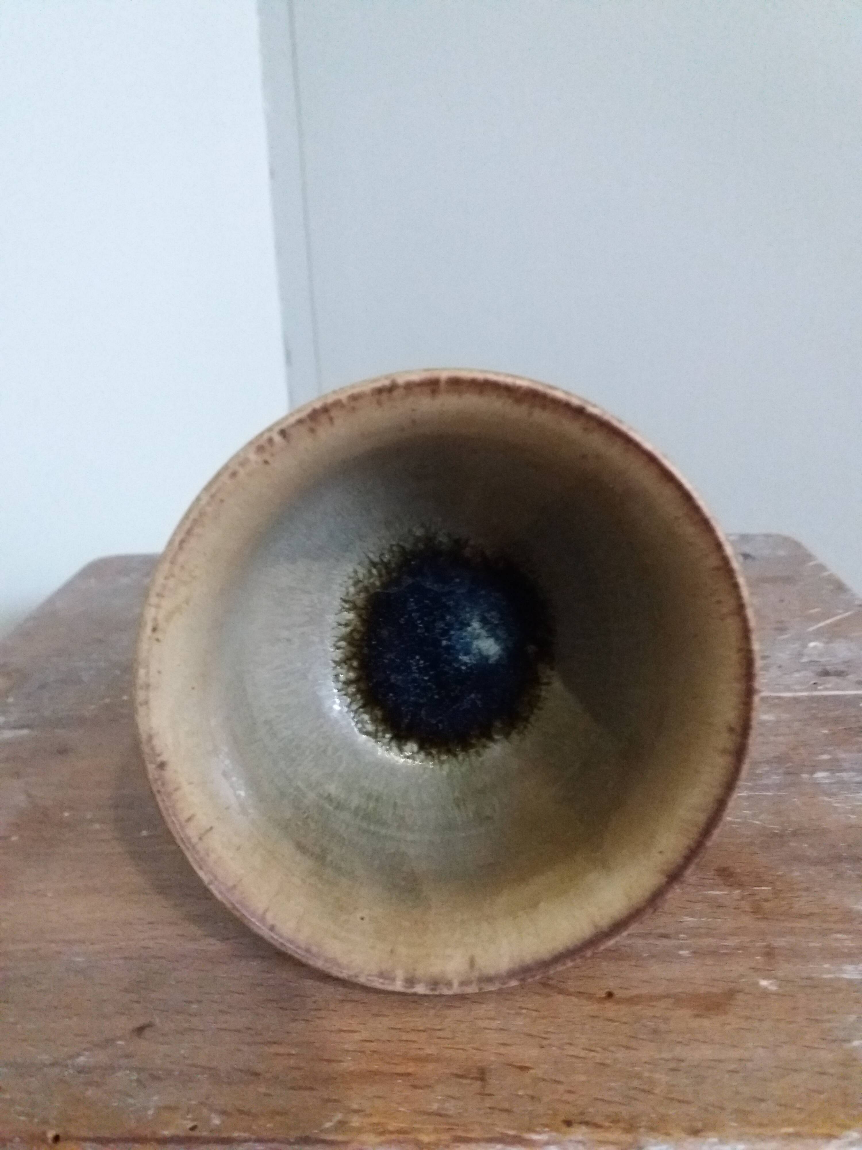 Chalice cup candle holder in stoneware