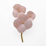 Pair of pearly pink Murano glass and brass wall lights