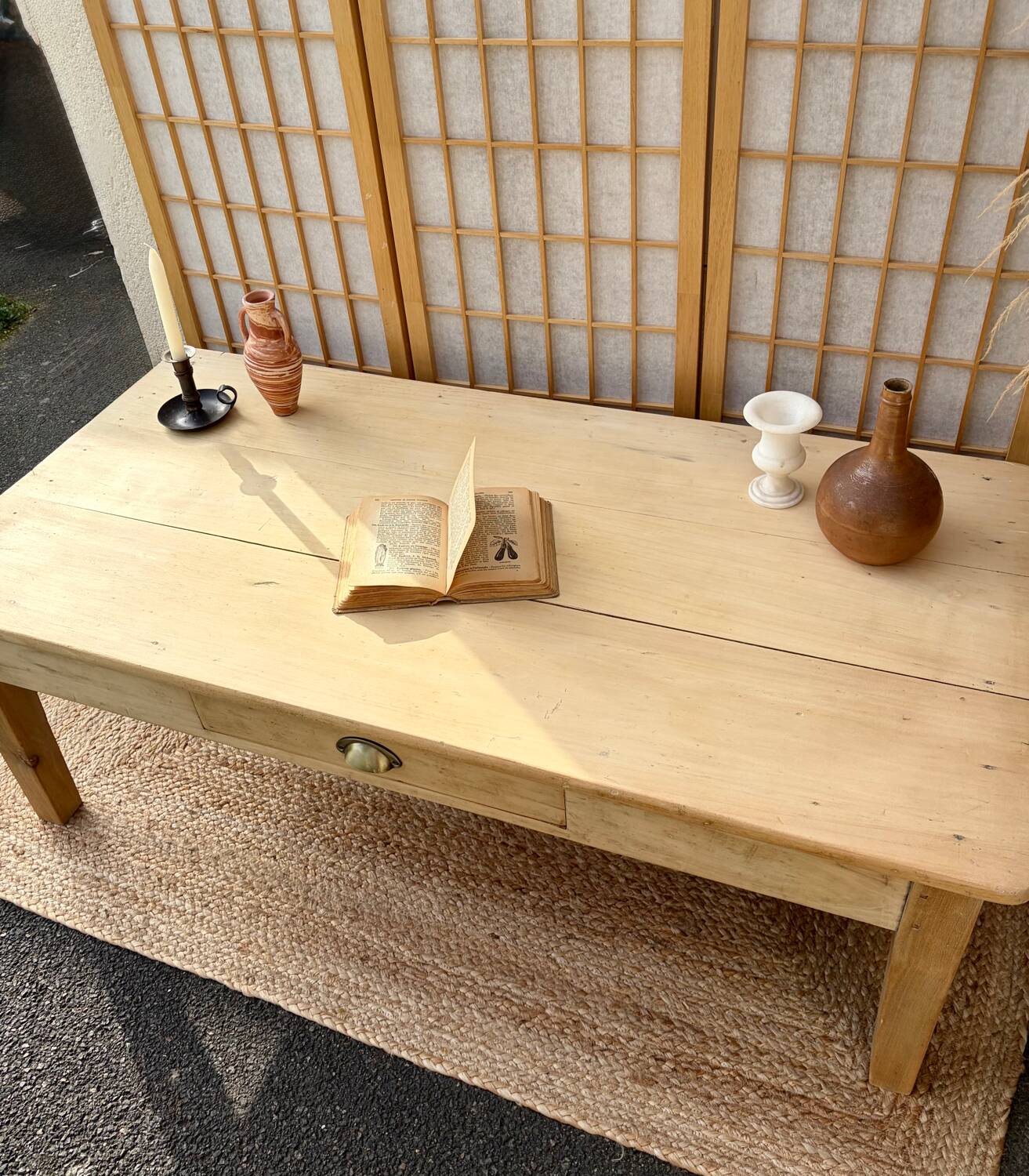 Raw wood coffee table