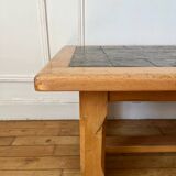 Brutalist wood and ceramic coffee table