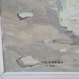 A. Greig - Oil on Isorel Panel on the Bank of a River 1951