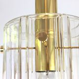 Large lantern-shaped pendant light with cylindrical glass shade by Limburg, Germany, 1960s.