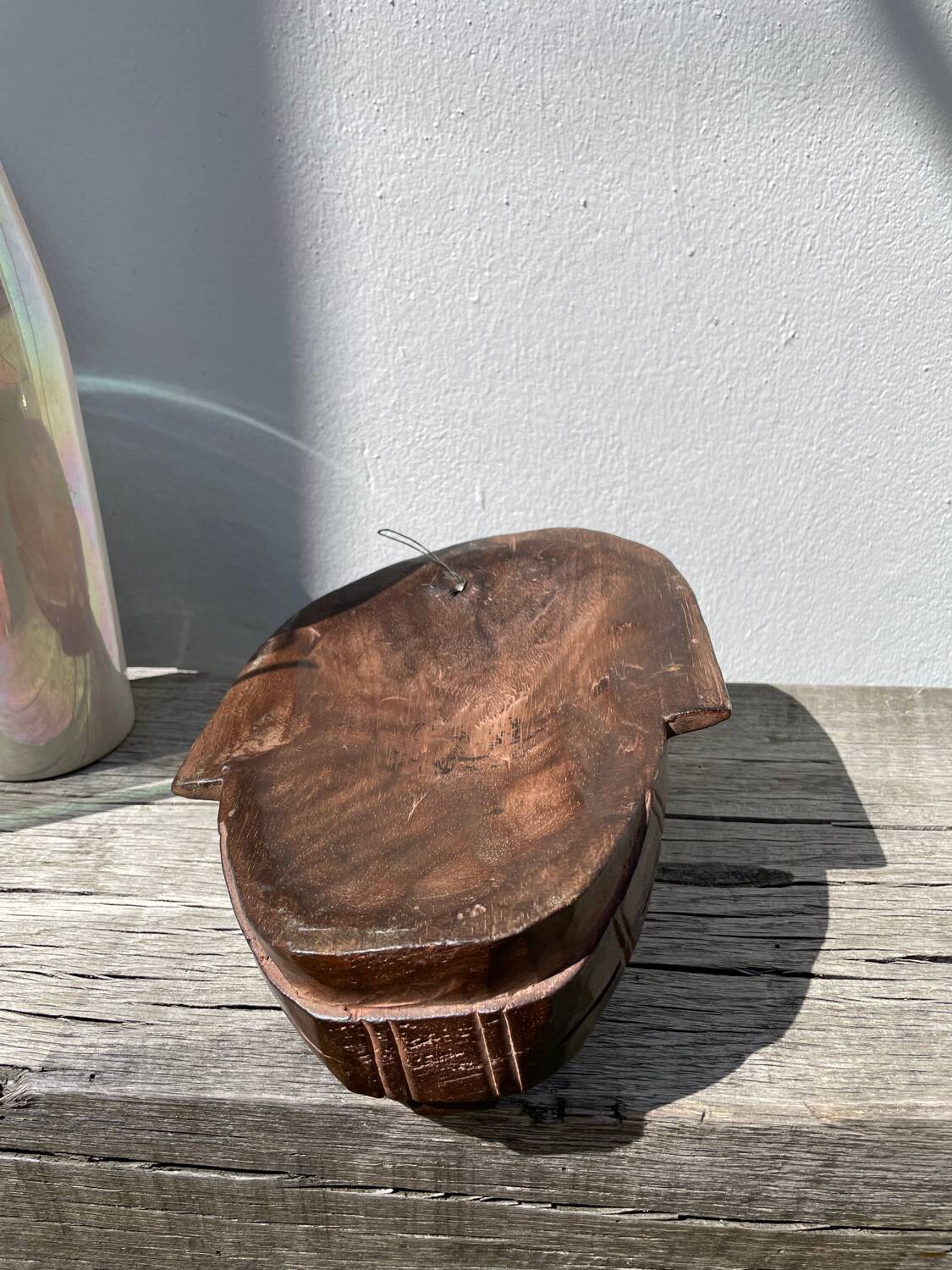 Minimalist wooden bird mask