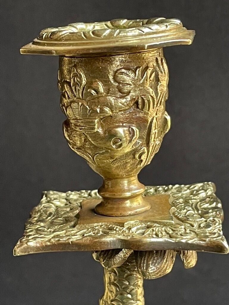 Pair of Napoleon III candle holders - Louis XIV style - Bronze (gilded)