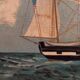 Old painting, oil on wood, schooner at sea, dated 1953, signed.