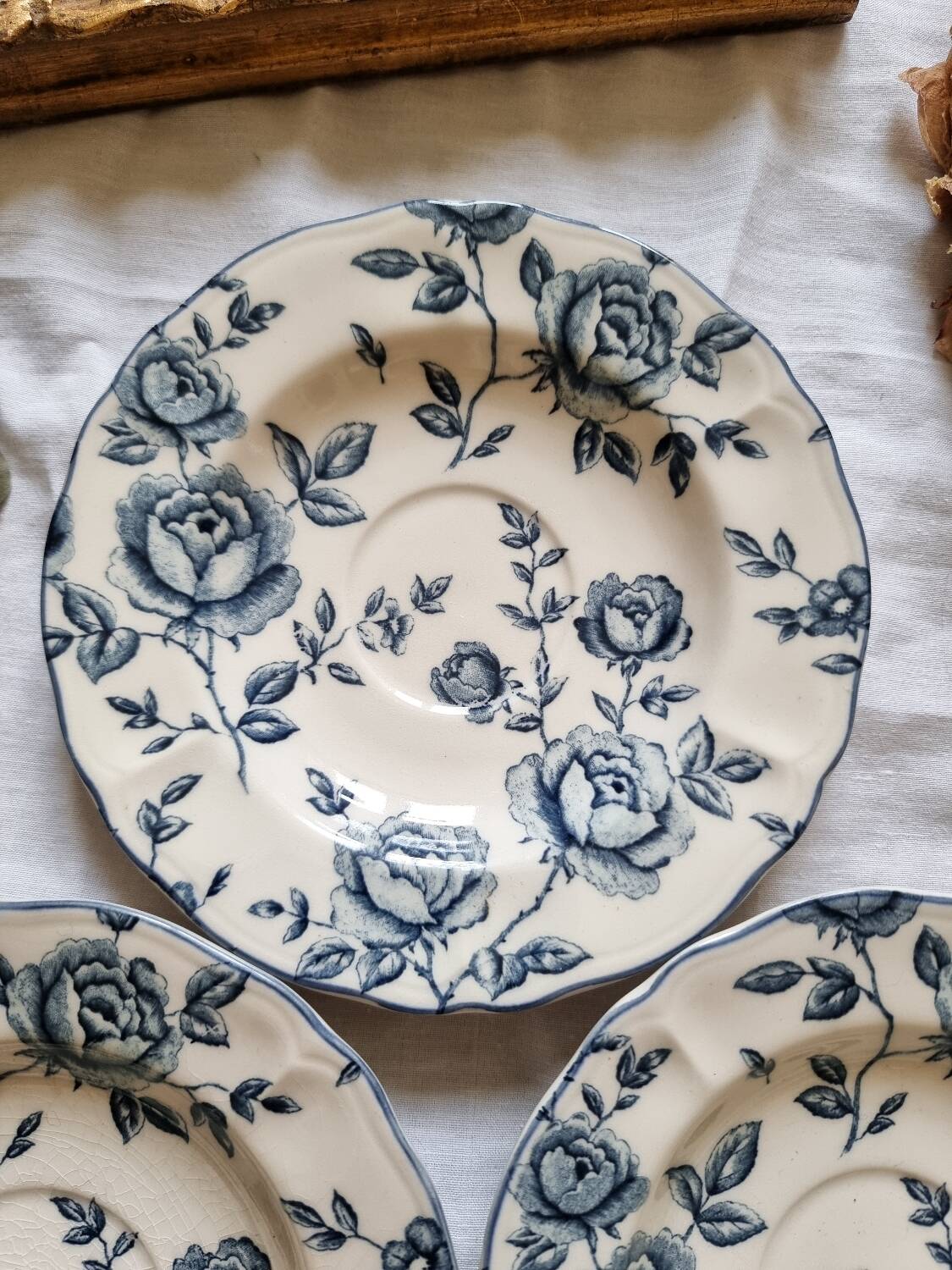 Trio of earthenware saucers