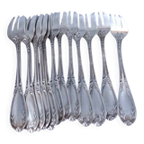 12 silver plated cake forks with case