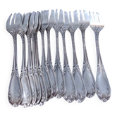 12 silver plated cake forks with case