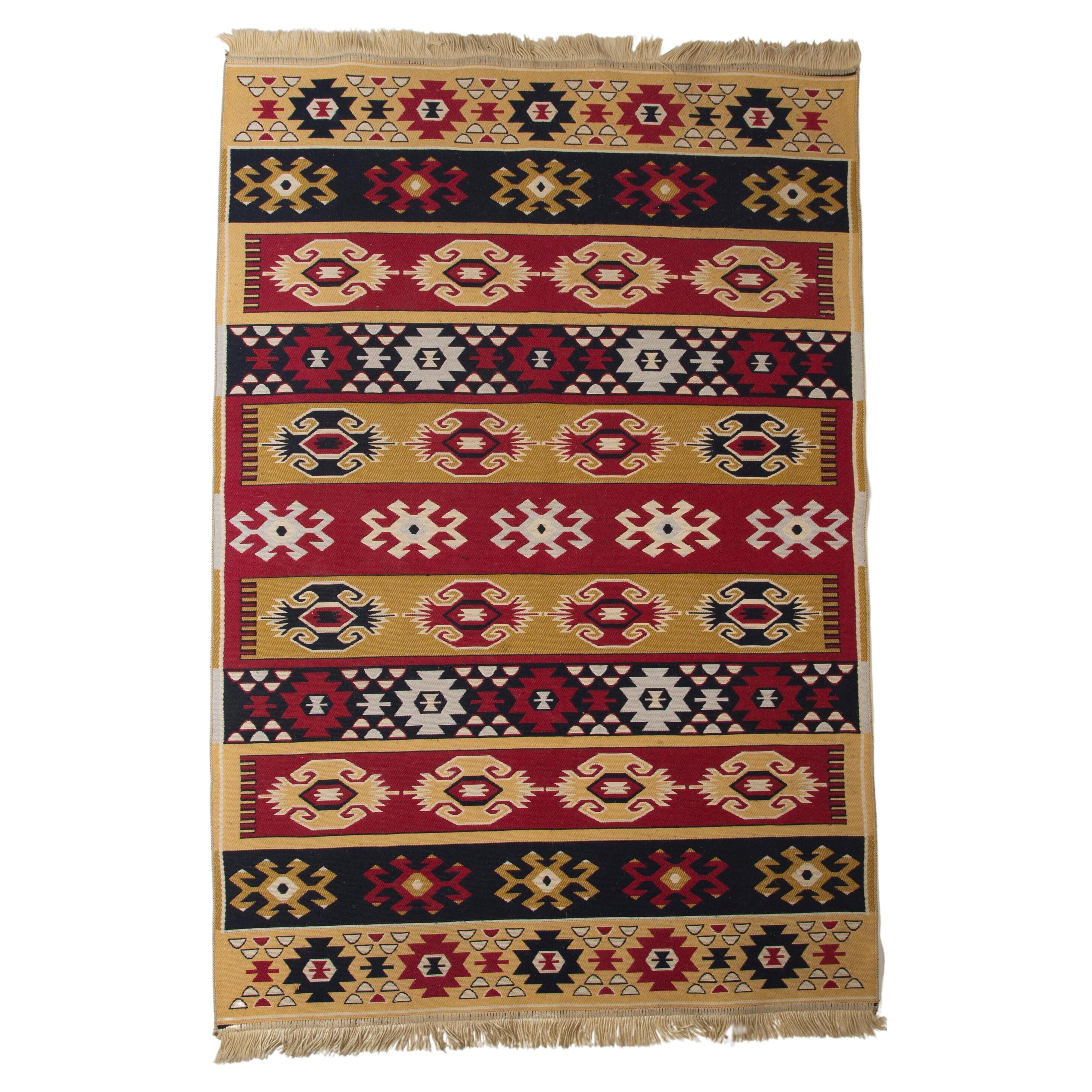 Mid-century Boho Wool Rug, 1960s