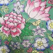 Plate china porcelainE enamelled family pink Lotus + Brand