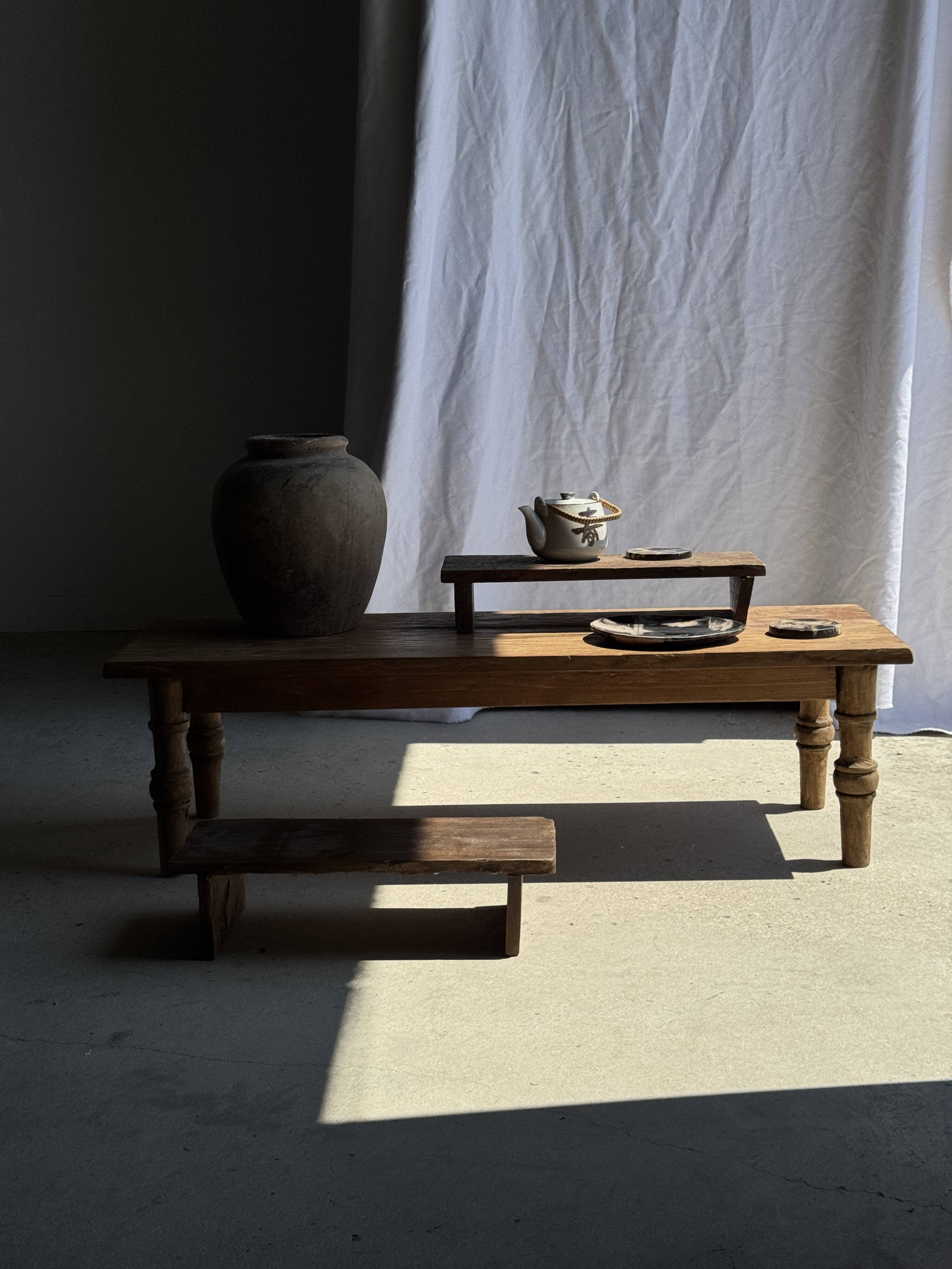 Small low bench in old teak from Indonesia H14 L50