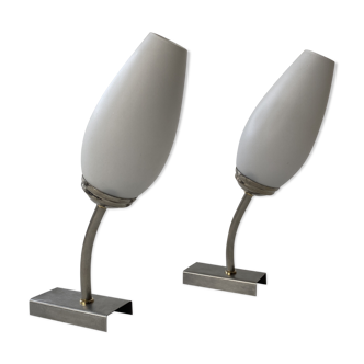 Pair of vintage opaline wall lamps
