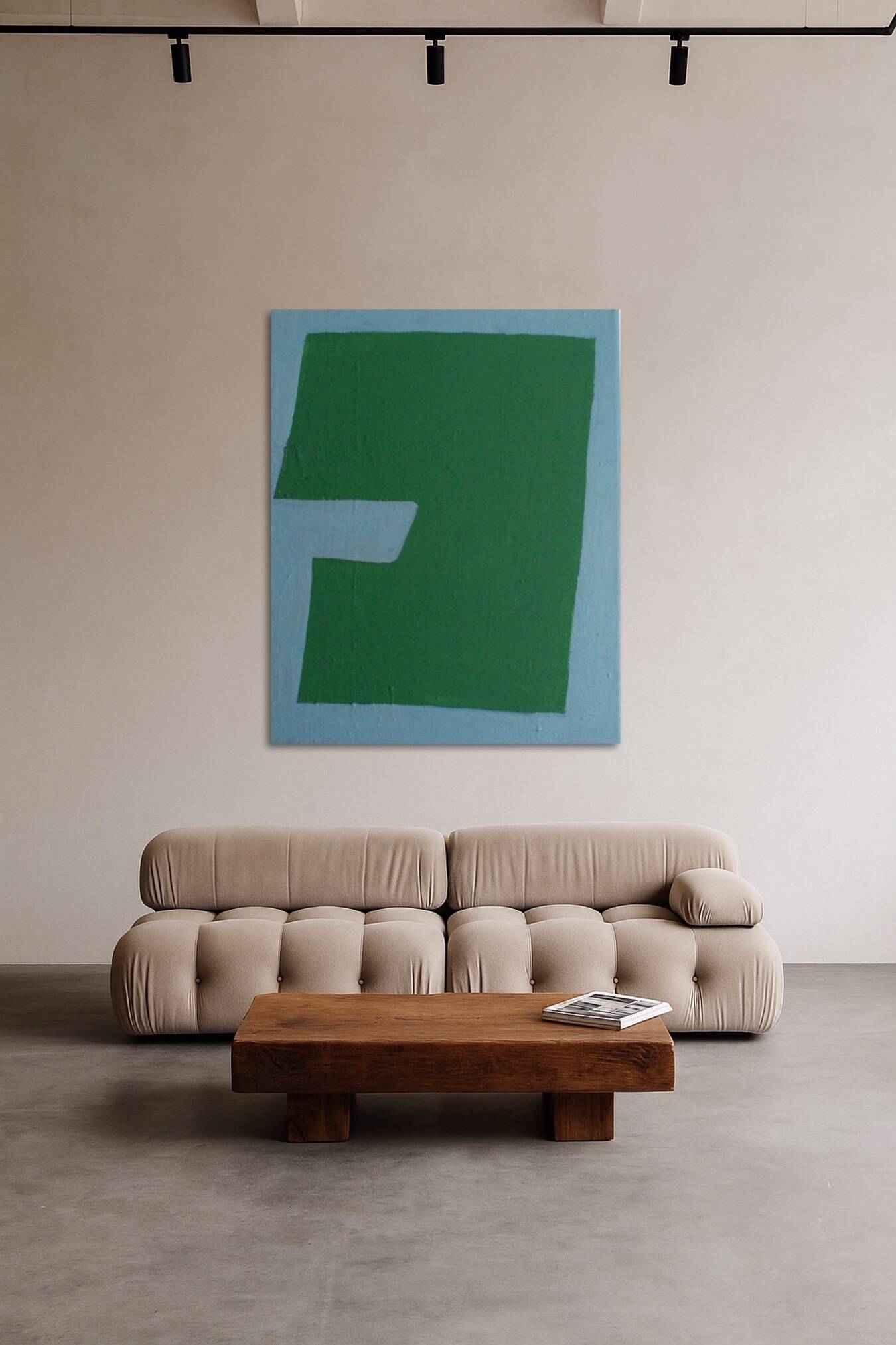 Minimalist abstract "silent contrast" blue green by Bodasca