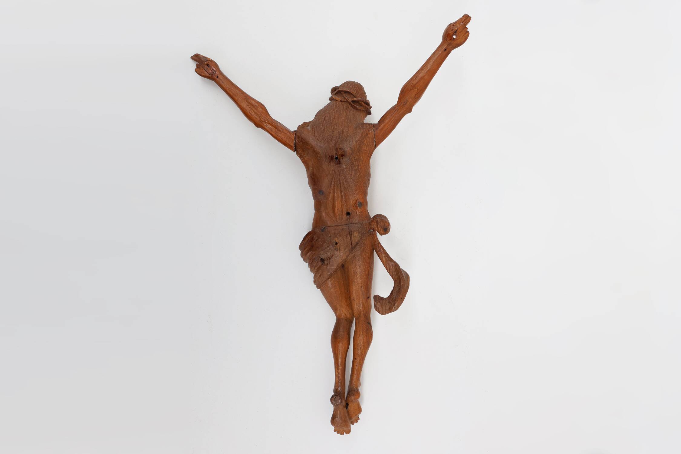 Hand carved oak crucifix or corpus Christi, Belgium ca. 1900