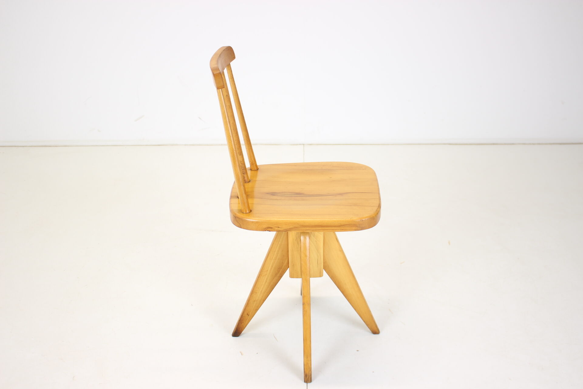 Midcentury wood revolving chair, czechoslovakia, 1970s