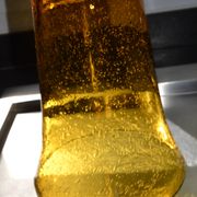 Large vase signed Biot in amber colour.