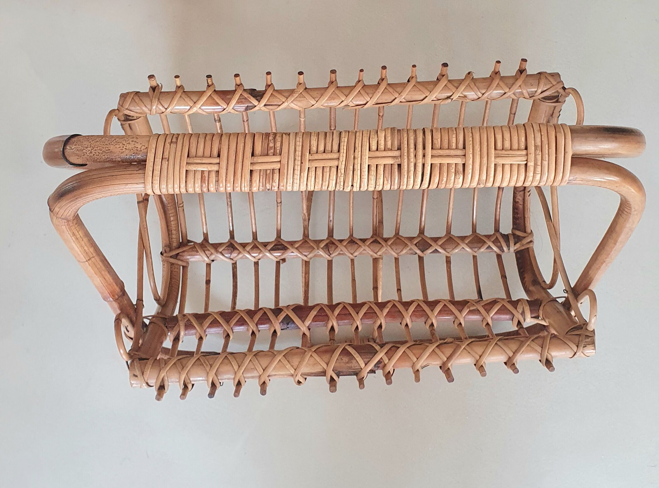 Rattan magazine holder, 1960