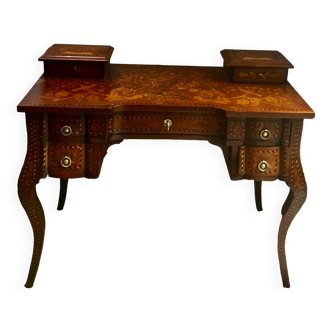"Dutch Table Marquetry Flowers end of 19th beginning of 20th