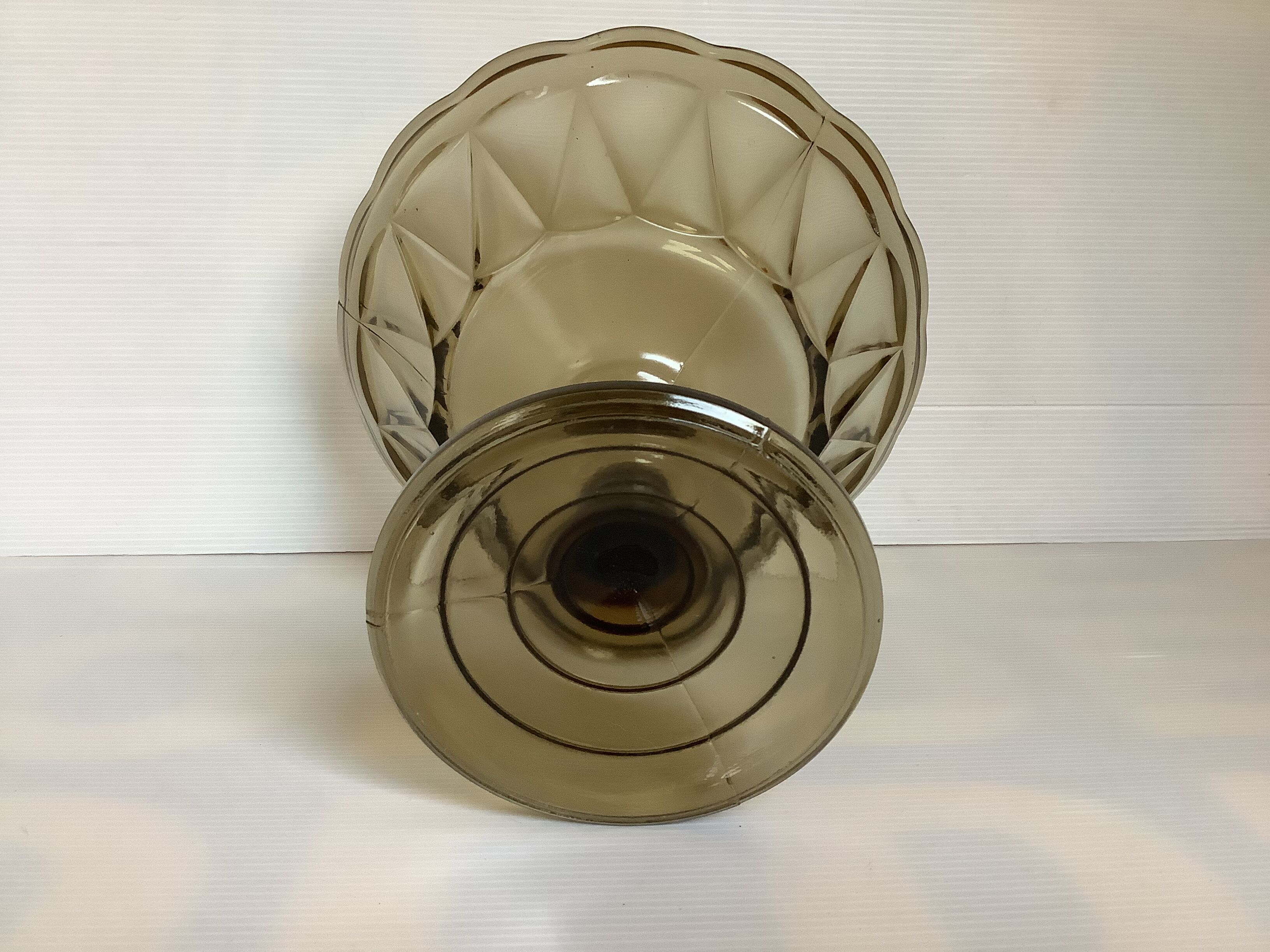 Old smoked molded glass foot cup