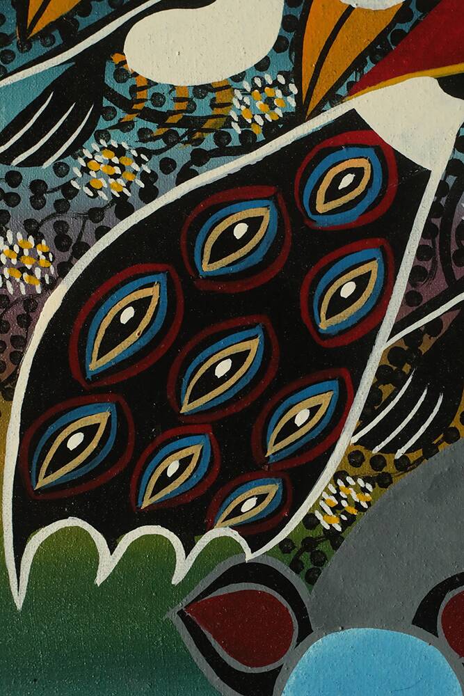 Saidi Nakoko, Painting from the African Tingatinga school, oil on canvas, 1970s, framed.